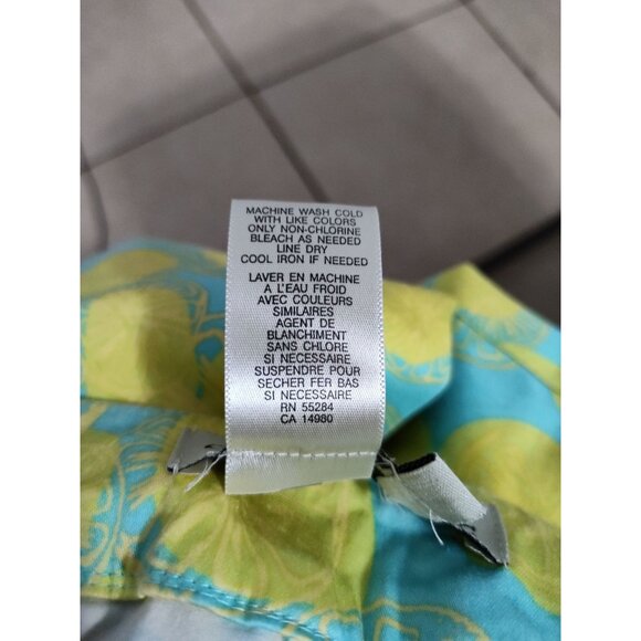 David Brooks High-Waisted Blue Yellow Lemon Print Pants 8 - Picture 10 of 12